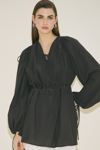 Manuka BAĞLAMA DETAYLI TUNİK SİYAH