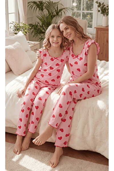 JustMORE Σετ πιτζάμες για μαμά και κόρη με λαιμόκοψη U, Βαμβάκι τεμαχίων, αμά...