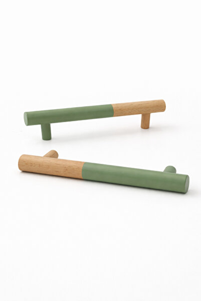 od orient design Adaçayı Yeşili - Naturel Ahşap Çekmece ve Dolap Kulbu 2’li (...