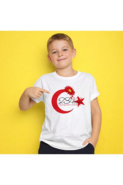 BYMEER 23 April Theme Printed White Children's T-Shirt