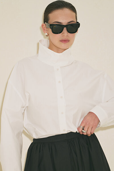 Manuka YÜKSEK YAKALI KISA GÖMLEK EKRU