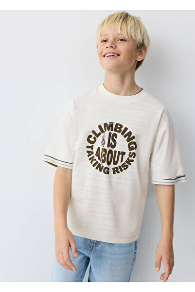 MANGO Kids Kayık desenli pamuklu tişört