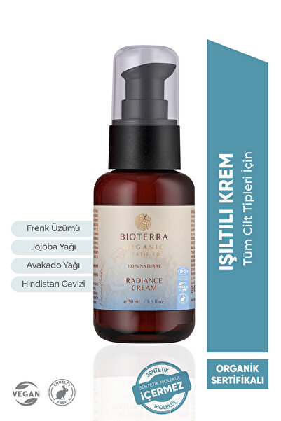 Bioterra Organik Radiance Yüz Kremi 50 ml -tüm Cilt Tipleri, Aloe Vera, Hindi...