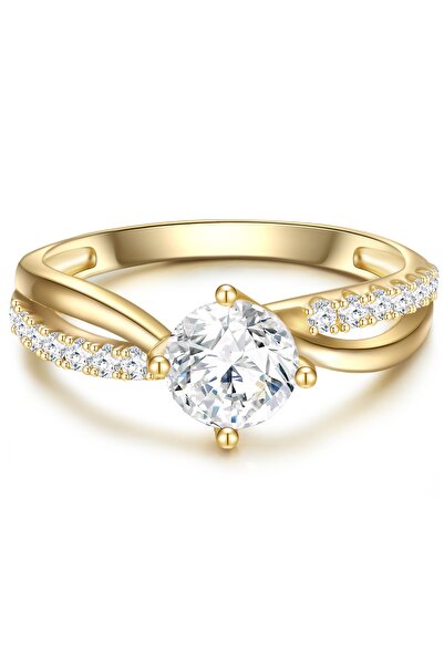 Trilani Silberring Ring Sterling Silber gelbgold Zirkonia weiß