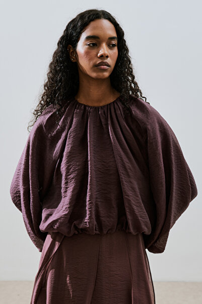 Manuka BALON FORM KISA BLUZ BORDO