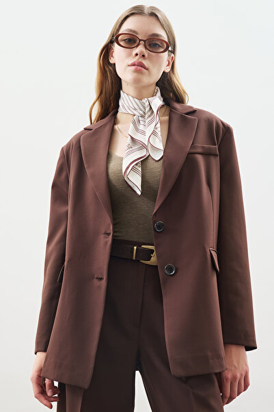 Manuka oversized ΚΟΜΜΕΝΟ ΜΠΛΕΙΖΕΡ ΜΠΟΥΦΑΝ ΚΑΦΕ ΣΚΟΥΡΟ