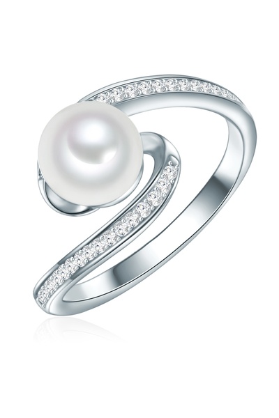 Valero Pearls Silberring Ring Sterling Silber Süßwasser-Zuchtperle weiß Zirko...
