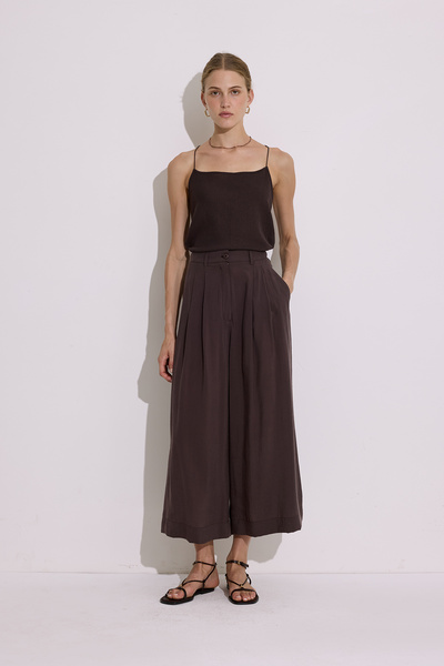 Manuka Modal Pleated Wide Pants Brown