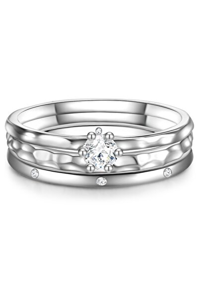 Glanzstücke München Silberring 3er Set Ringe Sterling Silber Zirkonia weiß