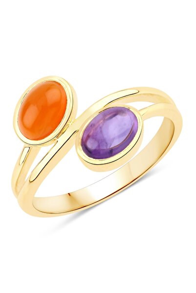 Rafaela Donata Edelsteinring Ring Sterling Silber gelbvergoldet Amethyst Karn...