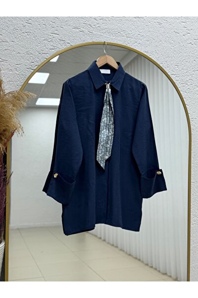 MİHRA STORE Adıgül Κρυφό Φουλάρι με Πλισέ Σχέδιο και Μανσέτες-ΣΑ1192 Ναυτικό ...