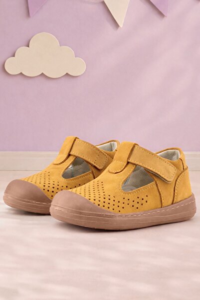 Rakerplus Shaun Genuine Leather Tan Velcro Anatomical Baby Sandals