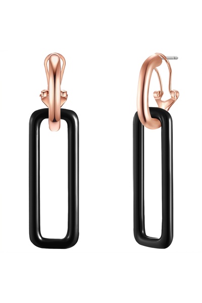Lulu & Jane Modeschmuckohrhänger Ohrhänger roségold schwarz