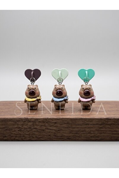 senfida Capybara charm üçlü otomobil sallanan süs , telefon süsü 3CM , yapışk...