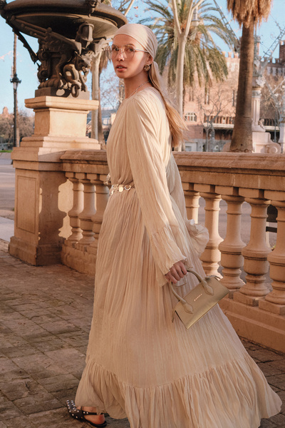 Manuka Pilizli Killer Langes Kleid Salbei