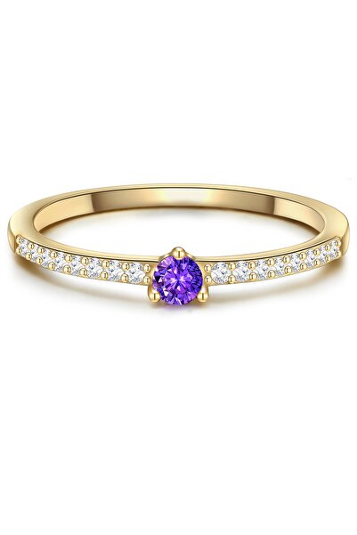 Glanzstücke München Silberring Ring Sterling Silber gelbgold Zirkonia weiß lila