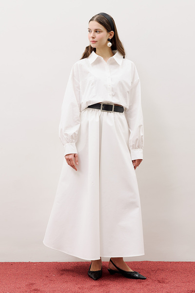 Manuka Πουκάμισο CROP BALON FORM ECRU