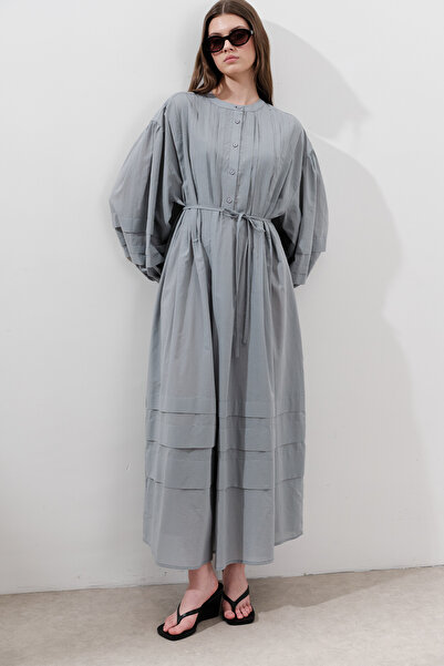 Manuka ŽEBROVANÉ ŠIROKÉ ŠATY MODRÉ