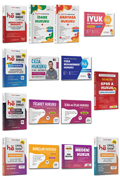 hukuk öğretir 2026 KPSS A Hukuk Kitap Seti - 15 Kaynak Konu + Soru - Çıkmış S...