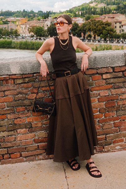 Manuka Designová sukně Hnědá Flounce