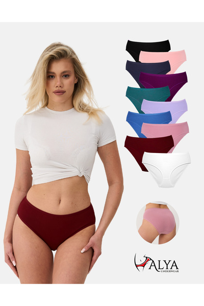 Women Briefs Cotton Colored Baton Slip - Colored Underwear - Pack of 10