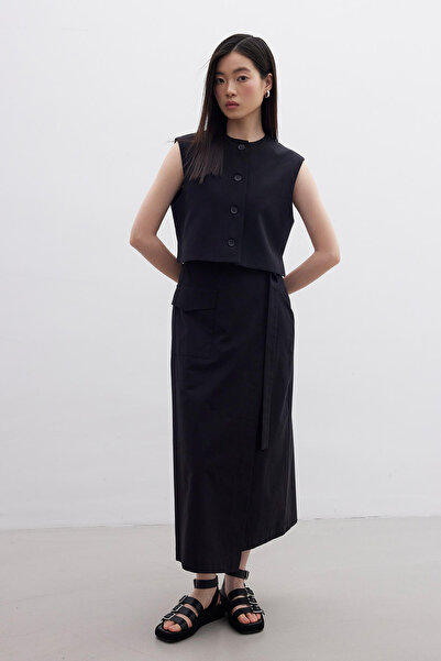 Manuka PODROBNÁ SUKNĚ KRUVAZE ČERNÁ