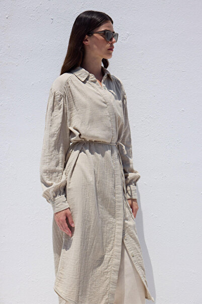 Manuka Μακρύ τουνίκ μουσελίνας - Χρώμα άμμου