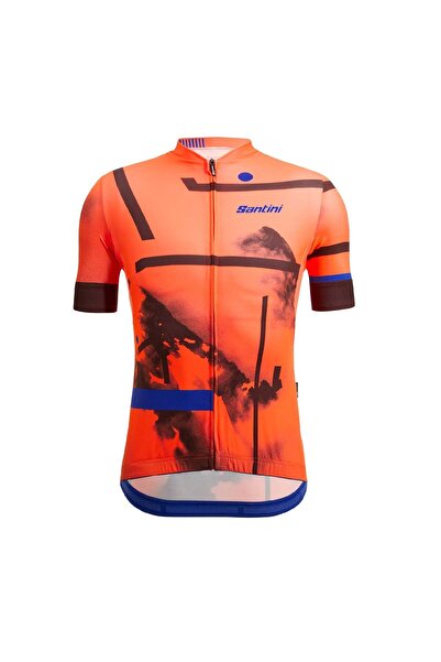 Santini Tricou de ciclism pentru bărbați Delta Berg - Portocaliu - S