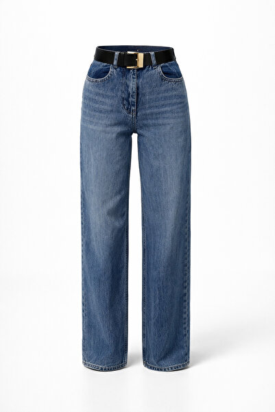 Act Pepicino Kids&Boutique Mavi Kemerli Kemerli Tensel Denim Pantolon 3585