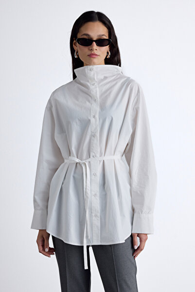 Manuka Koszula z wysokim kołnierzykiem w kolorze ecru