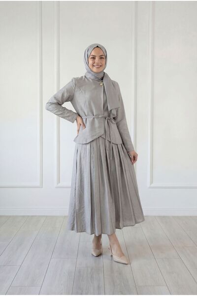 BENAHOLL Σετ φούστας Λαρίν με πλισέ φούστα και ένα κουμπί-FA1056 Πέτρα