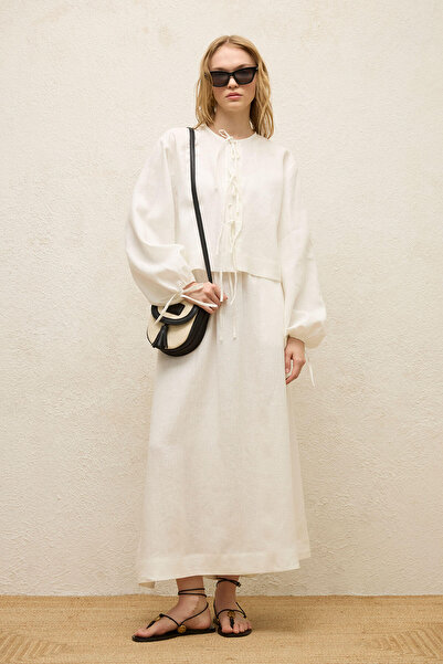 Manuka Μπλούζα εκρού - Λινό, Δαντέλα με λεπτομέρειες