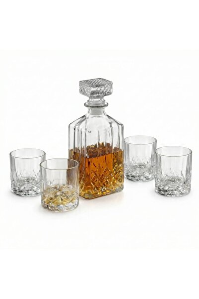 Atmós Fera Σετ ουίσκι από γυαλί 5 τεμαχίων, καράφα 900 ml + 4 ποτήρια 230 ml,...