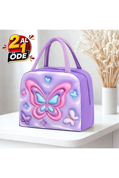 Store Termal Özellikli Şık Beslenme Çantası Figürlü 3D Görünümlü Düz Baskı Te...