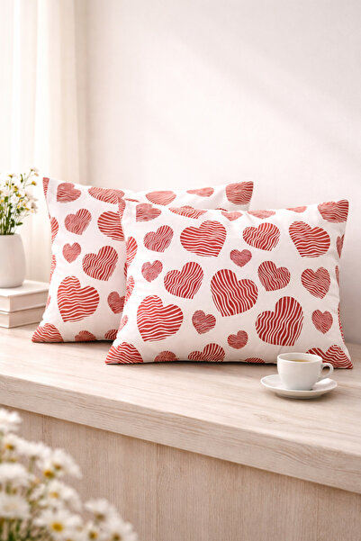 MORE HOME غطاء وسادة (قطعتان) 50 × 70 سم على شكل قلب