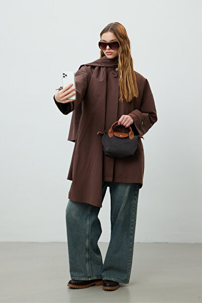 Manuka Stockholm - Oversize Καφέ Καμπαρντίνα με λεπτομέρεια σάλι