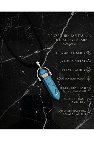 Meneva Aksesuar Firuze Doğal Taş Çivi Model Kolye