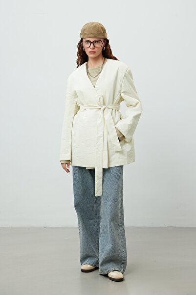 Manuka KIMONO STYLE FILLED BLAZER JACKET VANILLA