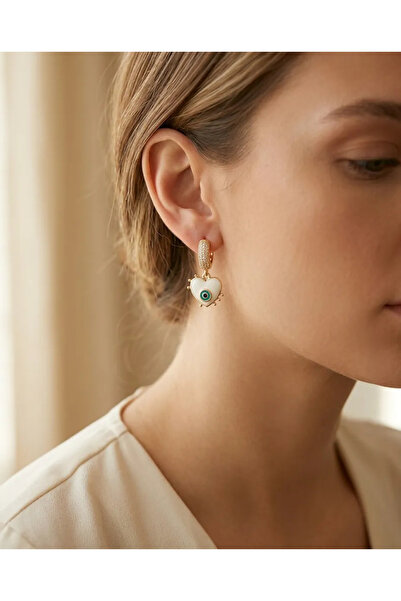 Siya Silver الزركون حجر عين الشر مطرز العين الصلب القرط