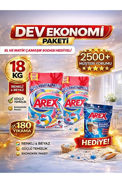 AREX "büyük Ekonomi Paketi ; Kg Toz Çamaşır Deterjanı, Color&White(9+9)