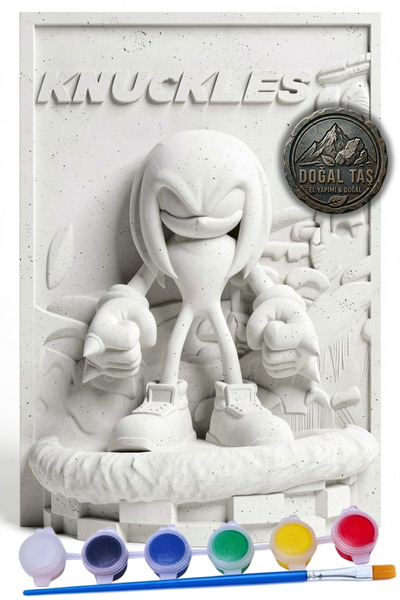Craft3D Atölye Sonic-Knuckles 15 cm Figür Taş Biblo Çocuk Boyama Etkinliği Bo...