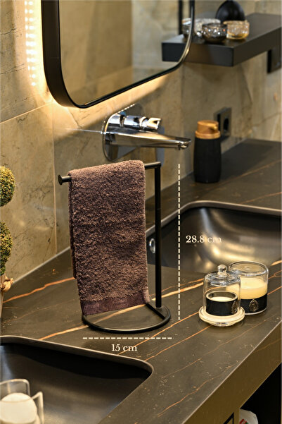 Siyah Dikey Havluluk Havlu Askılığı Tezgah Üstü Banyo Mutfak Organizer Paslanmaz Metal