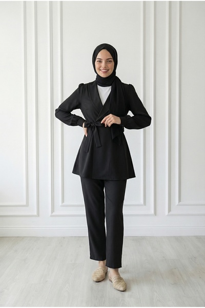 MİHRA STORE Bellinzona Belt Λεπτομερής Στολή Μπουφάν-AS00466 Μαύρο