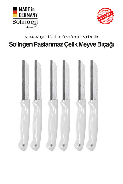 Solingen Beyaz Simli Tırtıklı Meyve ve Sebze Bıçağı Seti 6 Adet – Keskin Pasl...