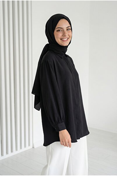 MİHRA STORE Πουκάμισο Nurcan Cupra με κρυφό μανίκι και κορδόνι στο στήθος-NA7...