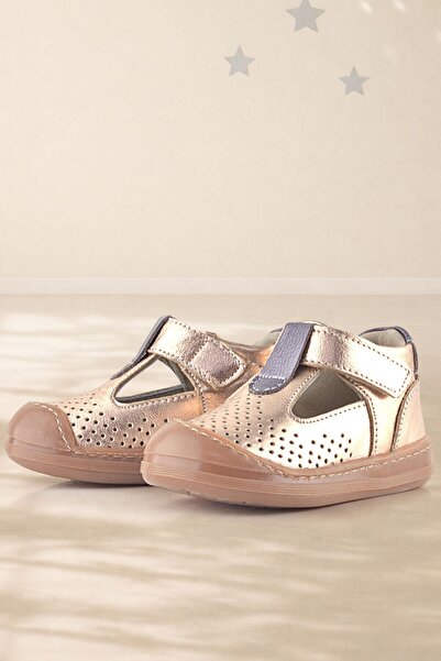 Rakerplus Shaun Genuine Leather Copper Velcro Anatomical Baby Girl Sandals