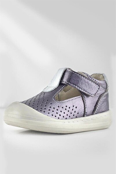 Rakerplus Shaun Genuine Leather Platinum Velcro Anatomical Baby Girl Sandals