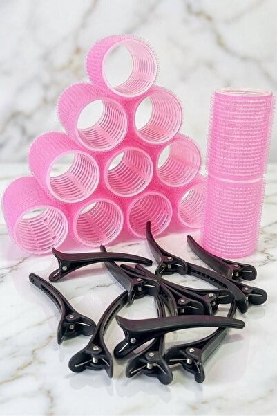 Piraye Shop Σετ 12 τεμαχίων ροζ ψαλίδια μαλλιών με αυτοκόλλητο Velcro και επι...