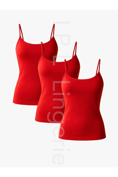 IPL Women's Red Bodysuit Cotton Soft Thin Strap Undershirt (3 Pieces)