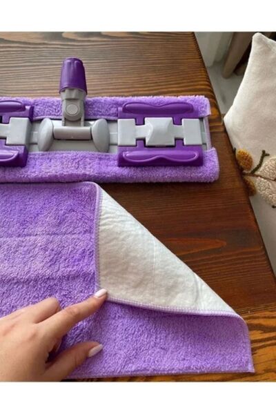 EG75 Mandallı Mop İçin 2 Adet Mor Mikrofiber Yedek Bez